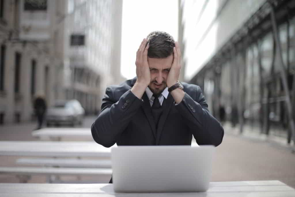 man showing stress
