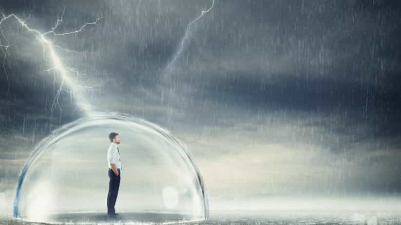 man in bubble