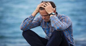 man showing stress